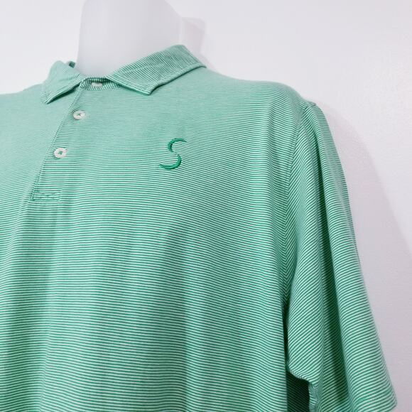 B.Draddy Green Striped Sport Collared Polo Shirts - Picture 5 of 12